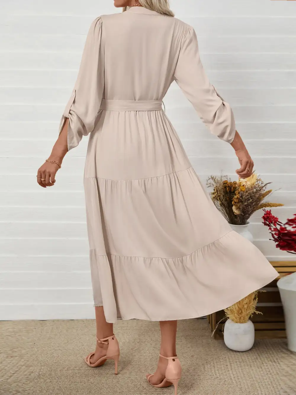 Caroline Flattering Belted Midi Dress