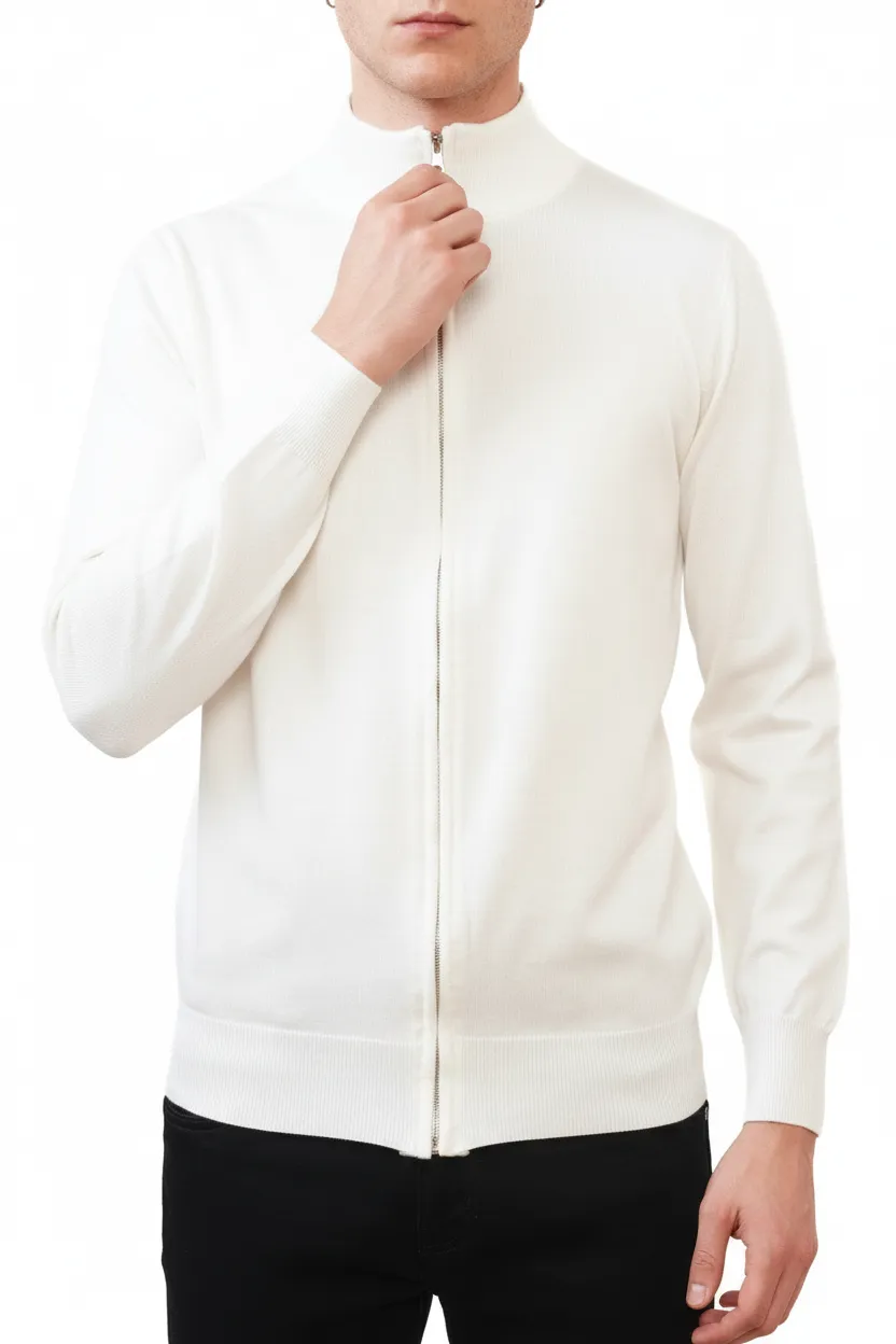 Modern Regular Fit Full Zip Viscose Knit Vest