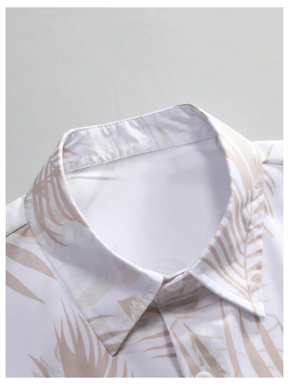 Men's Leaf Print Hawaiian Shirt & Drawstring Waist Short Set