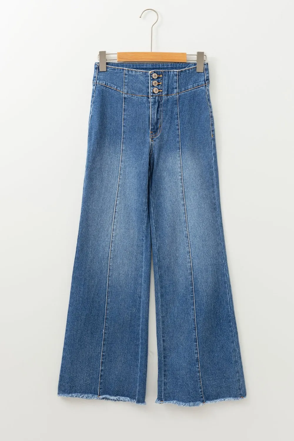 High Waist Raw Hem Casual Jeans