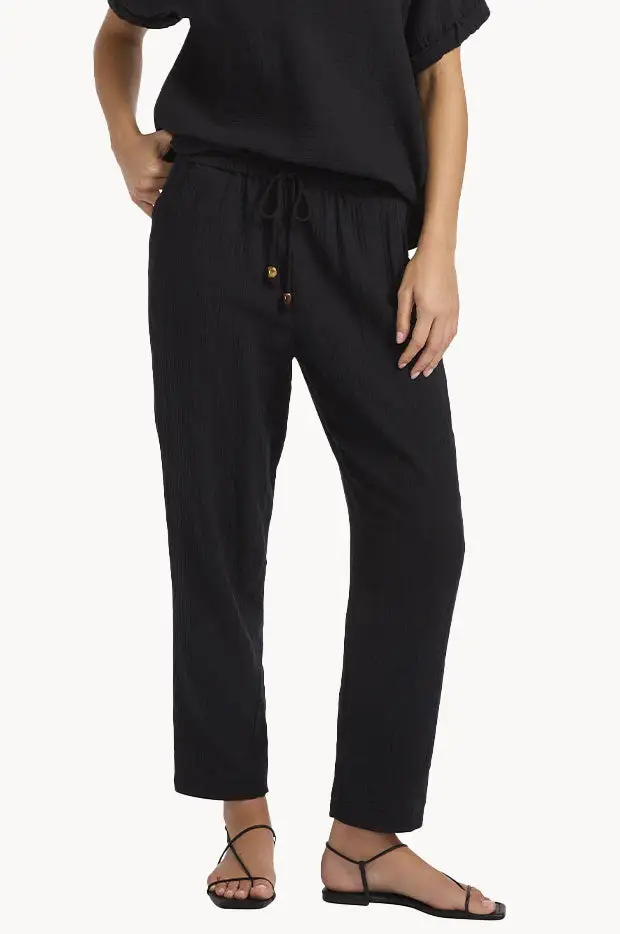 Drawcord Cotton Tapered Pants