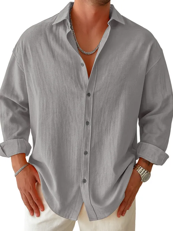 Structured Long Sleeve Pleated Front Shirt