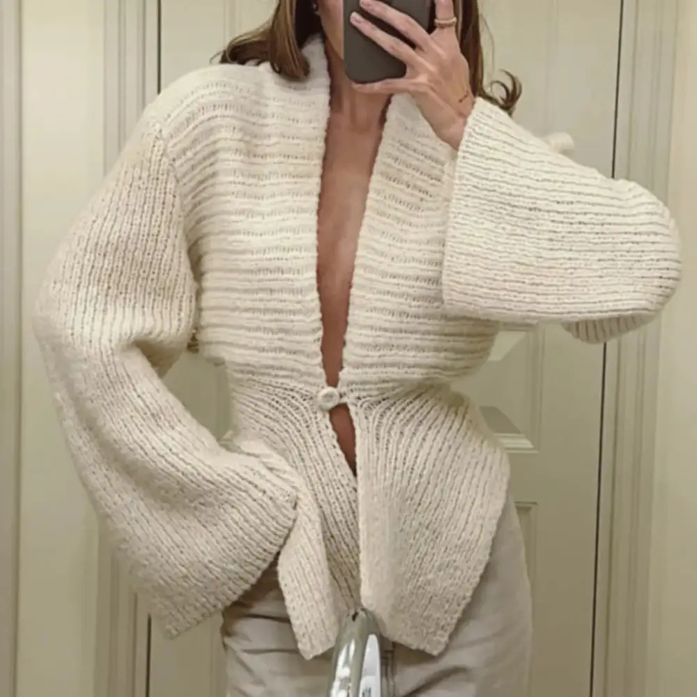 Button Up Slit Knit Cardigan