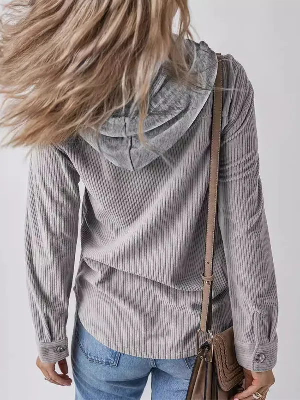 Buttoned Lapel Knit Pocketed Knit Jacket