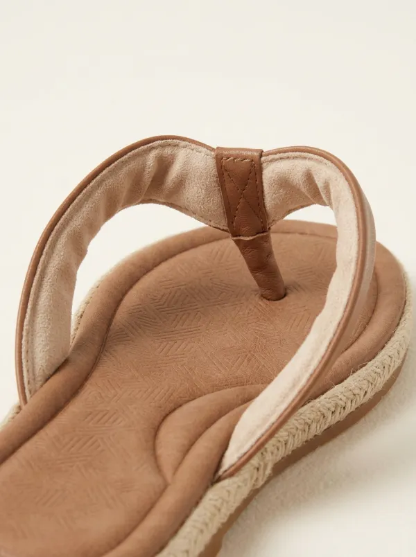 Women's Geometric Jute Trim Flat Flip Flops