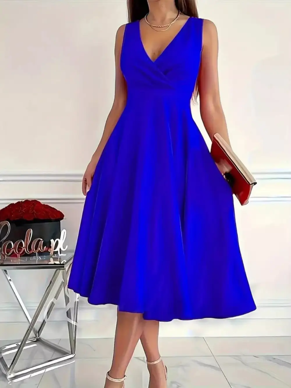 Modern A Line Sleeveless Midi Dress