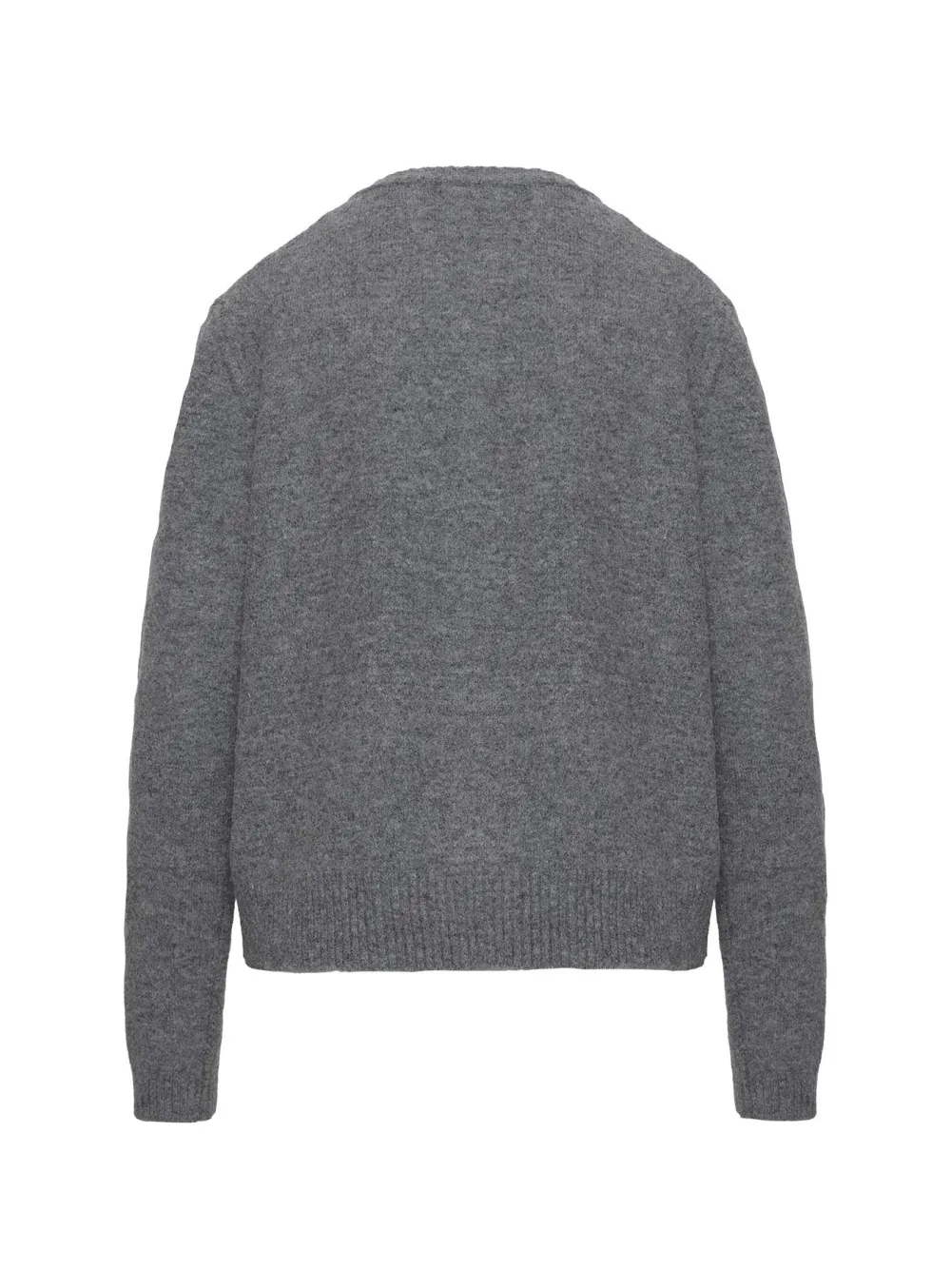 Gray Ruched Button-Up Knit Cardigan