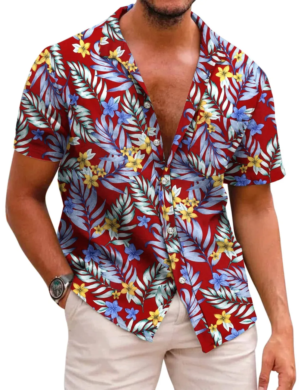 Cotton Linen Printed Button Front Shirt