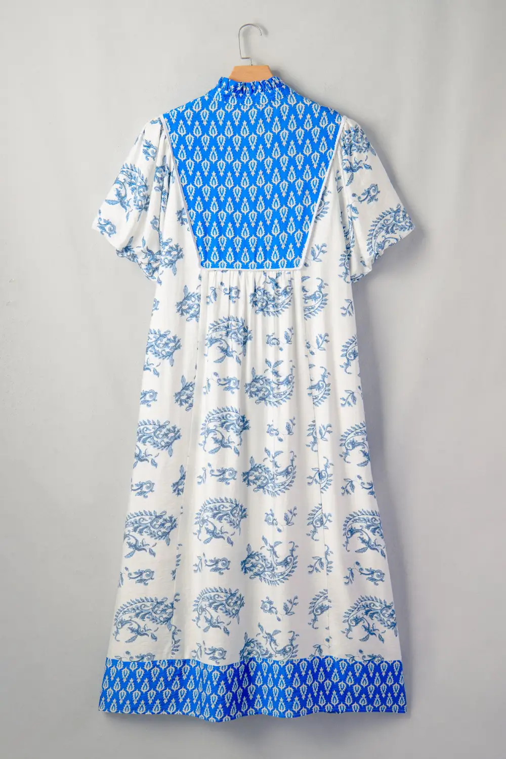 Floral Patchwork V Neck Midi Dress