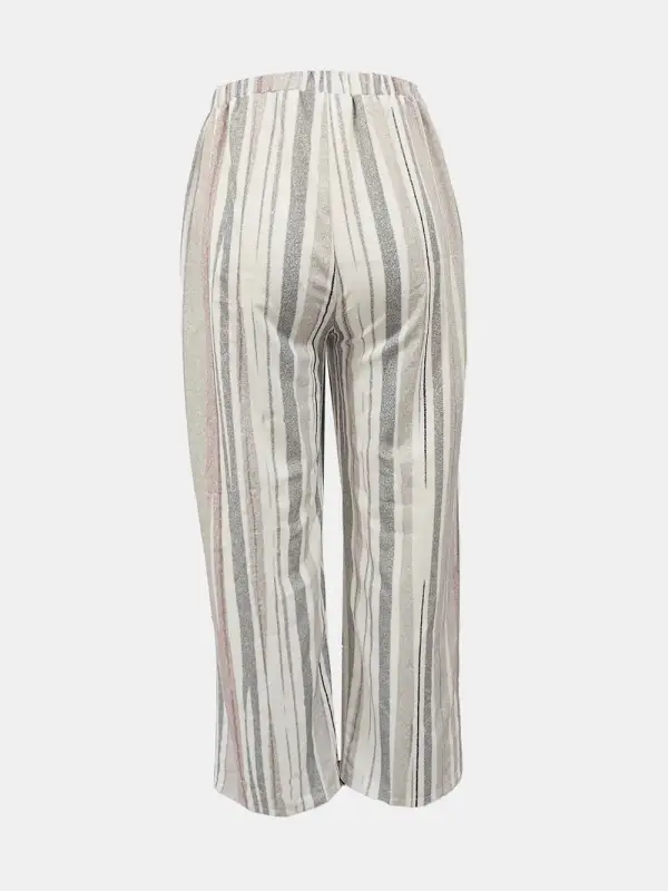 Striped Pocketed Casual Everyday Pants