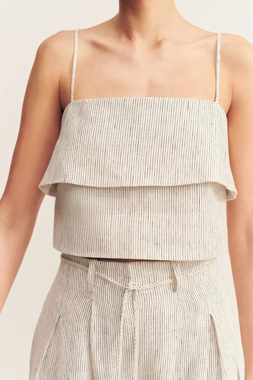 Linen Blend Textured Cropped Camisole