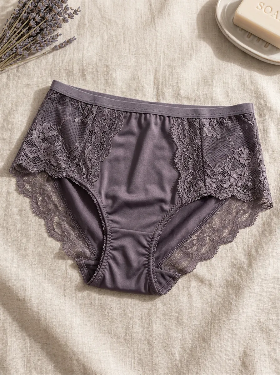Women's Purple Floral Lace Trimmed Briefs