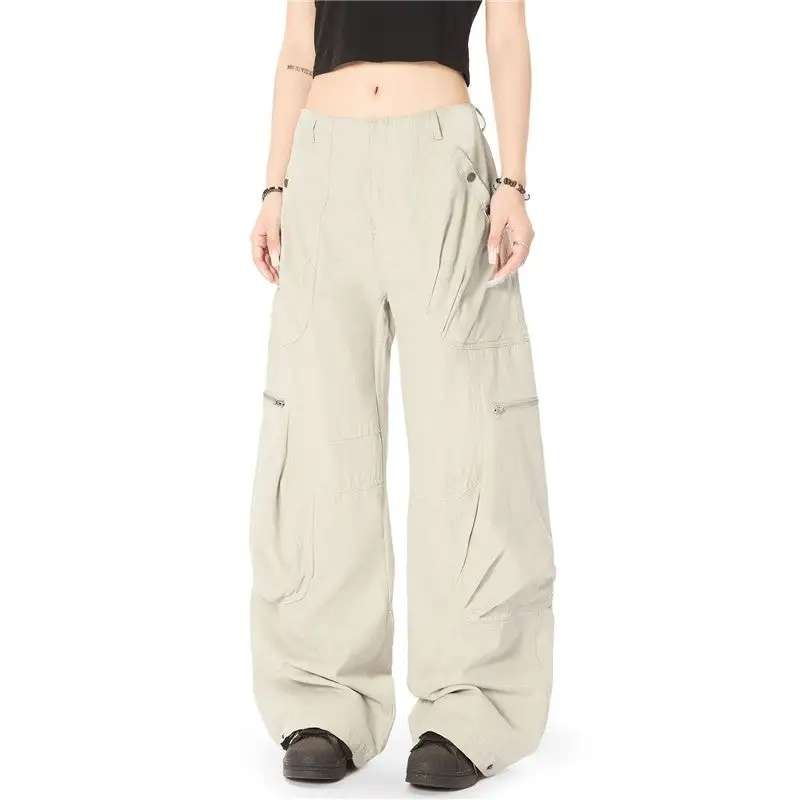 Women's Wide Leg Pleated Pocket Cargo Pants