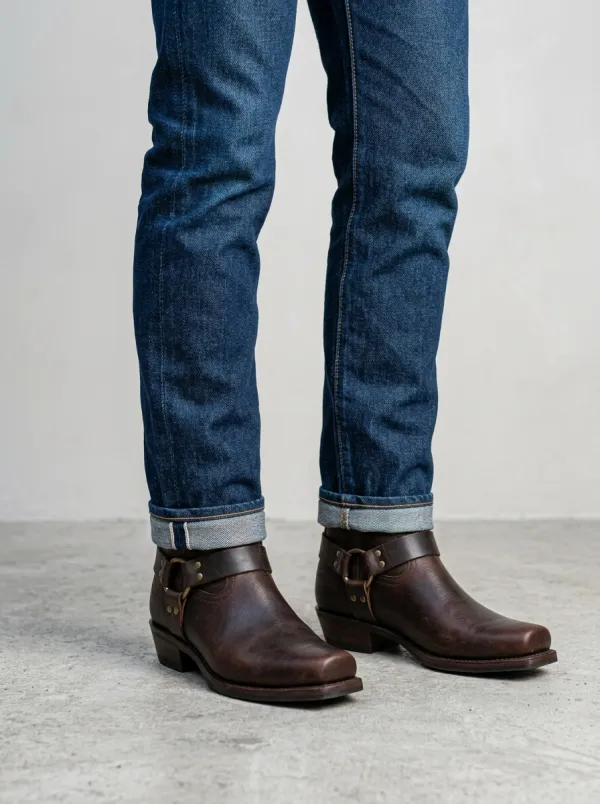 Men's Trail Western Brown Leather Harness Printed Boots