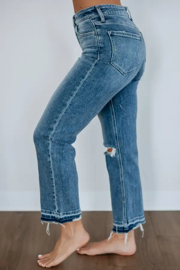 Women's High Rise Straight Leg Ankle Length Jeans
