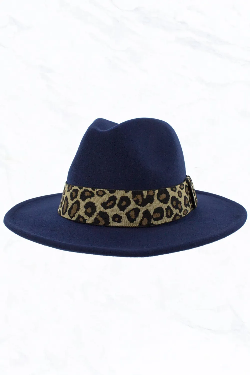 Retro Flat Big Brim Fedora Jazz Hat Wide Leopard Belt