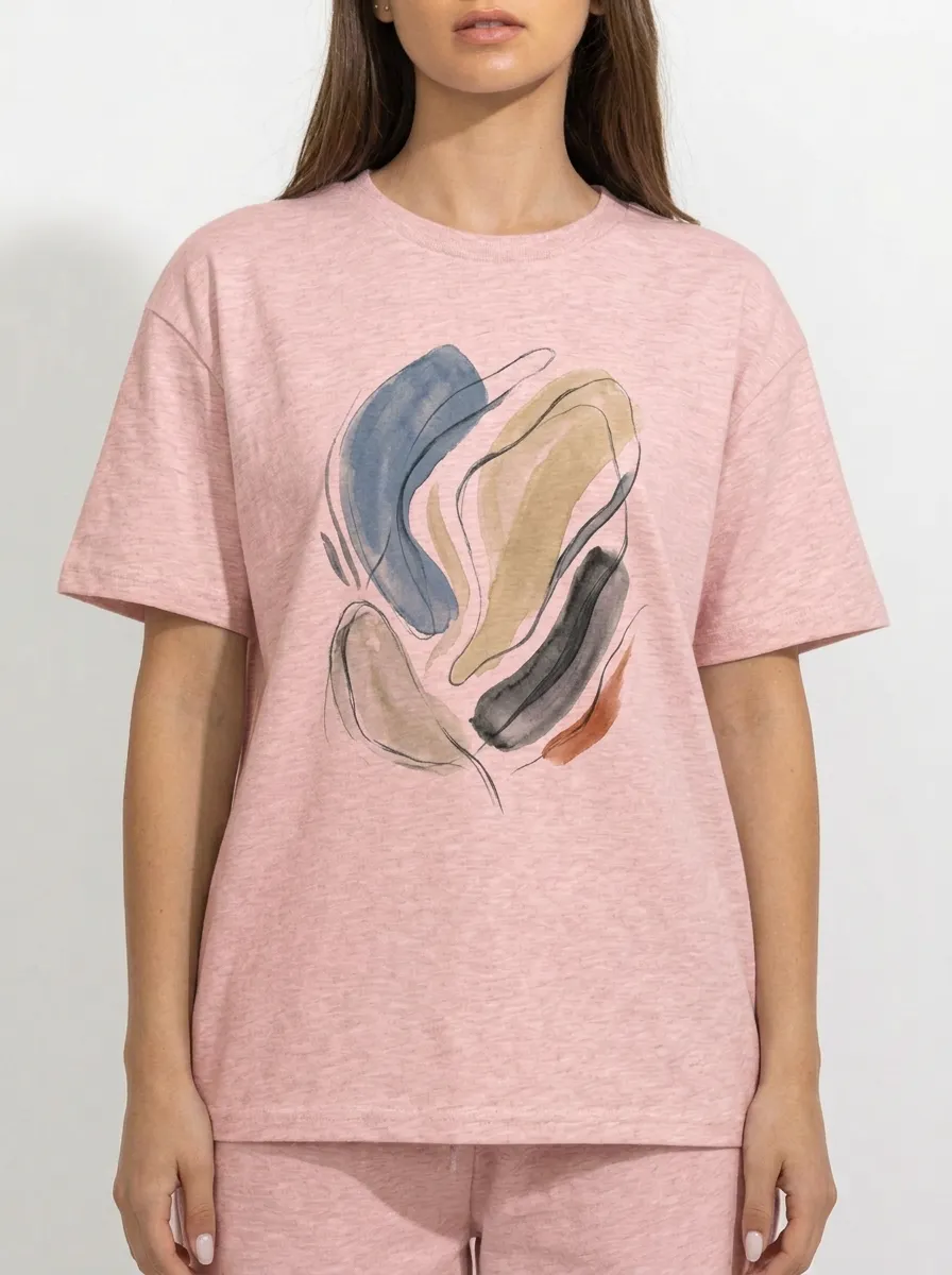 Women's Willow Abstract Art Minimalist Watercolor Graphic T-Shirt