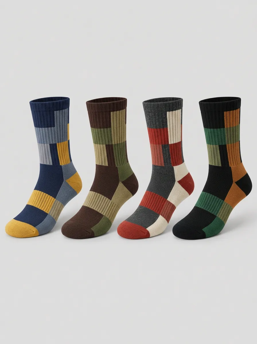 Men's Summit Geometric Colorblock Pattern Printed Socks 4-Pack