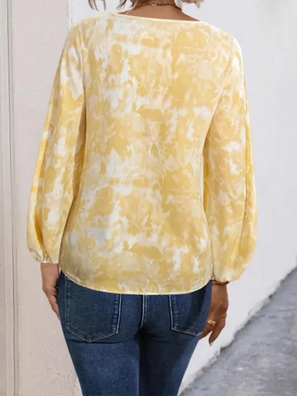 V-Neck Long Sleeve Tie-Front Blouse