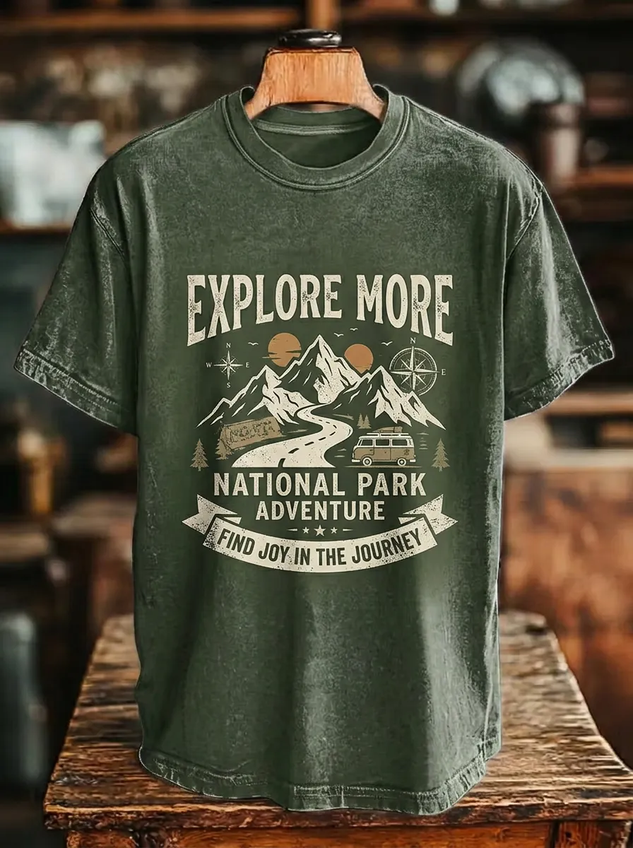 Unisex National Park Adventure Mountain Van Printed T-shirt