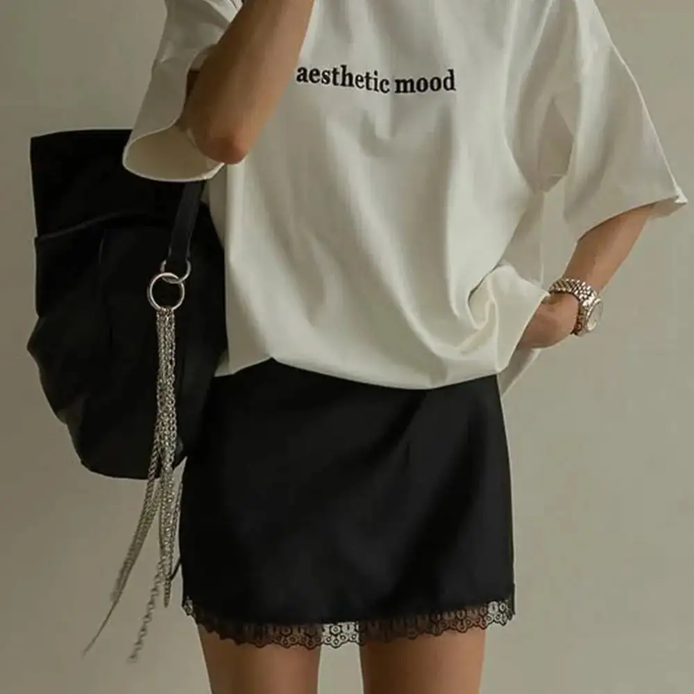 Mini Lace Satin A-Line Skirt