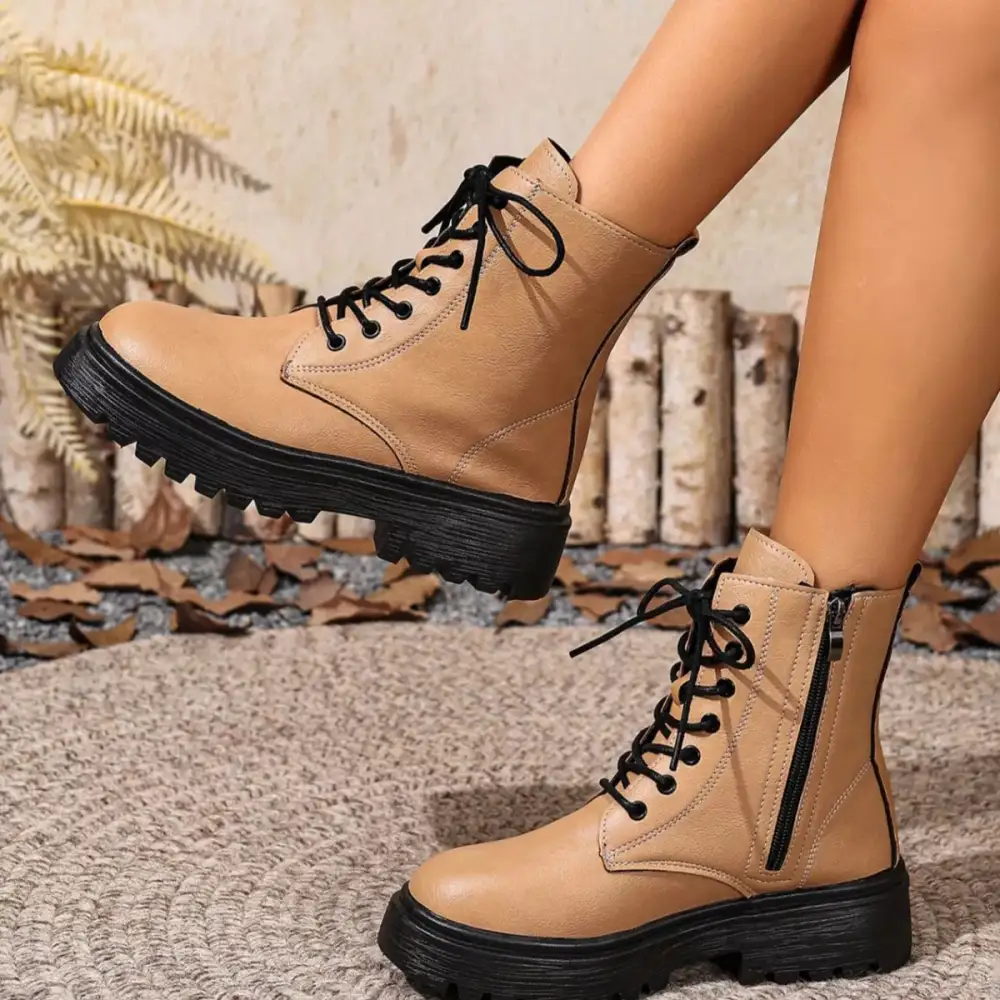 Lace Up Ankle Combat Boots