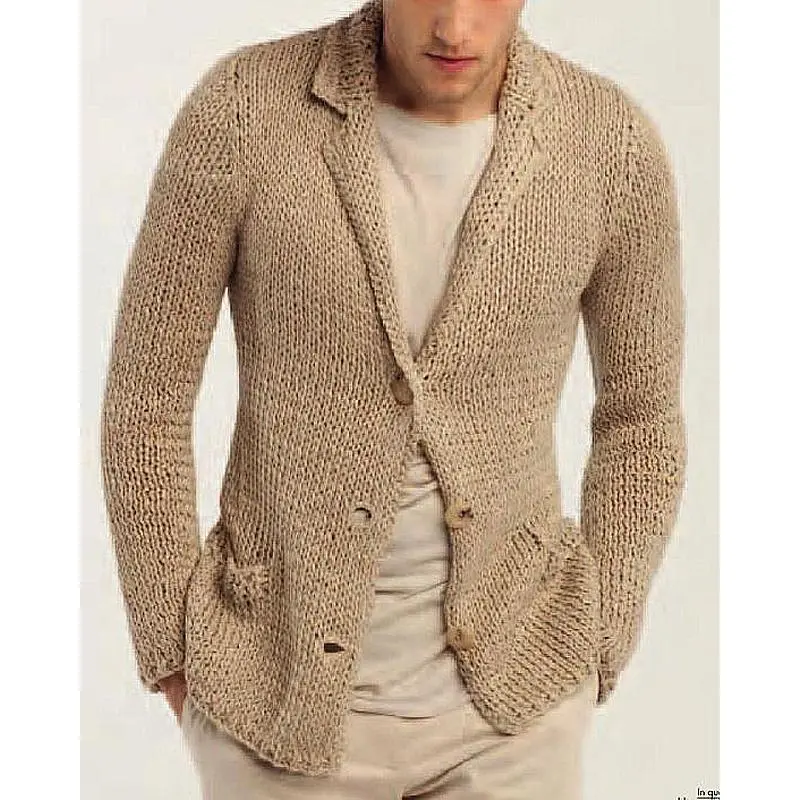 Open Collar Knit Pocket Cardigan