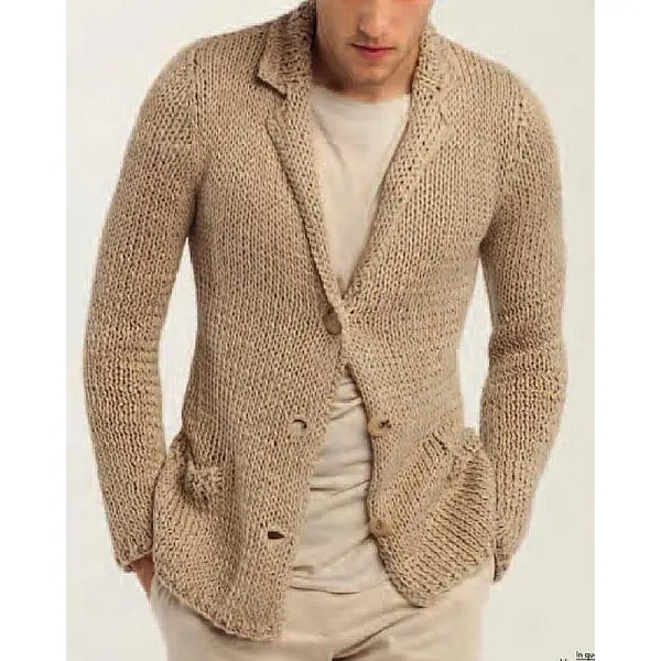 Open Collar Knit Pocket Cardigan