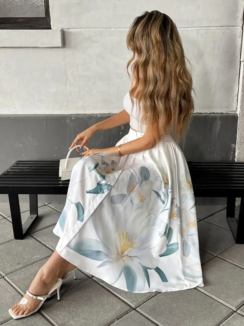 Easygoing Floral Print Midi Skirt