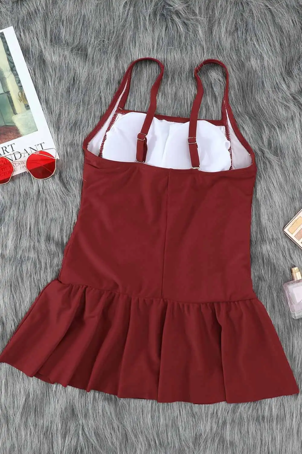 Swimwear Solid Push Up One Piece Swimdress