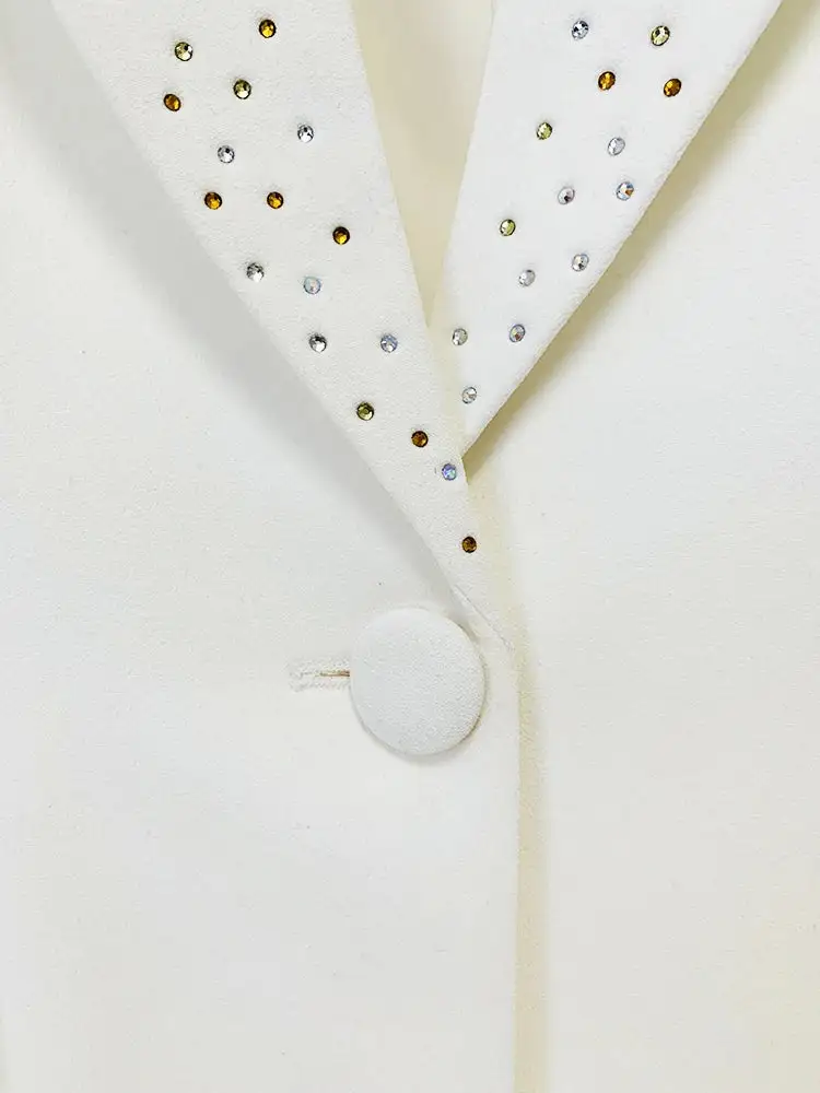 Rhinestone Beaded Single Breasted Blazer