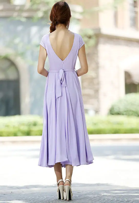 Tailored Chiffon Short Sleeve Maxi Dress