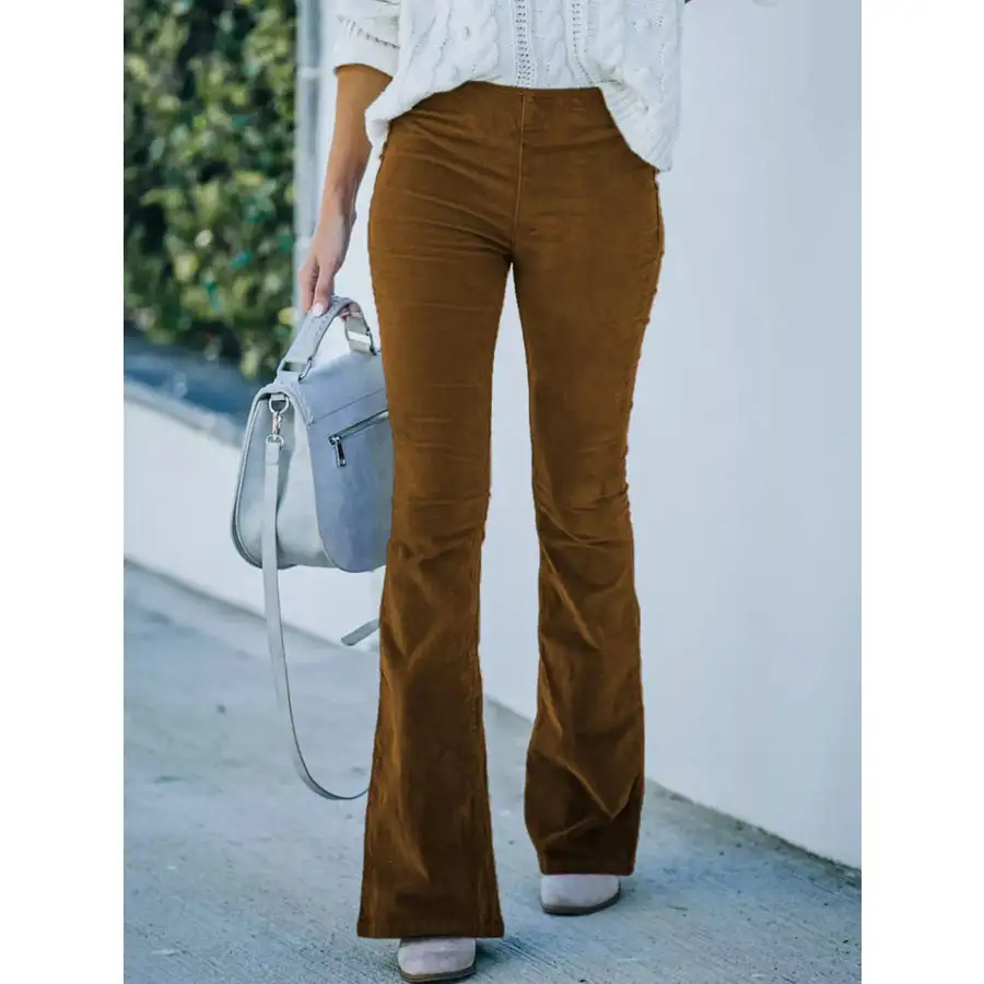 Full Size Corduroy Flare Pants Plus Size