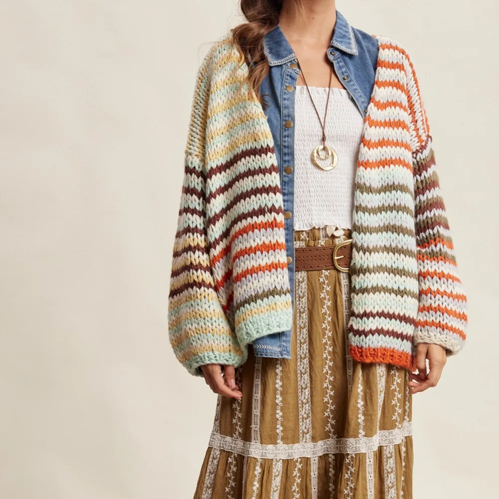 Open Front Chunky Knit Ribbed Oversized Cardigan