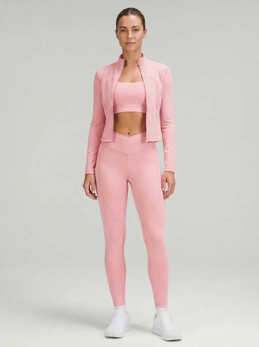 Utility Ribbed Texture Seamless Design Set Women's Three Piece Activewear Set