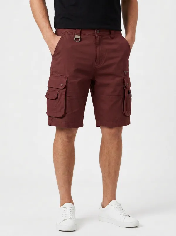 Men's Multi-Pocket Zip-Pocket D-Ring Cargo Shorts