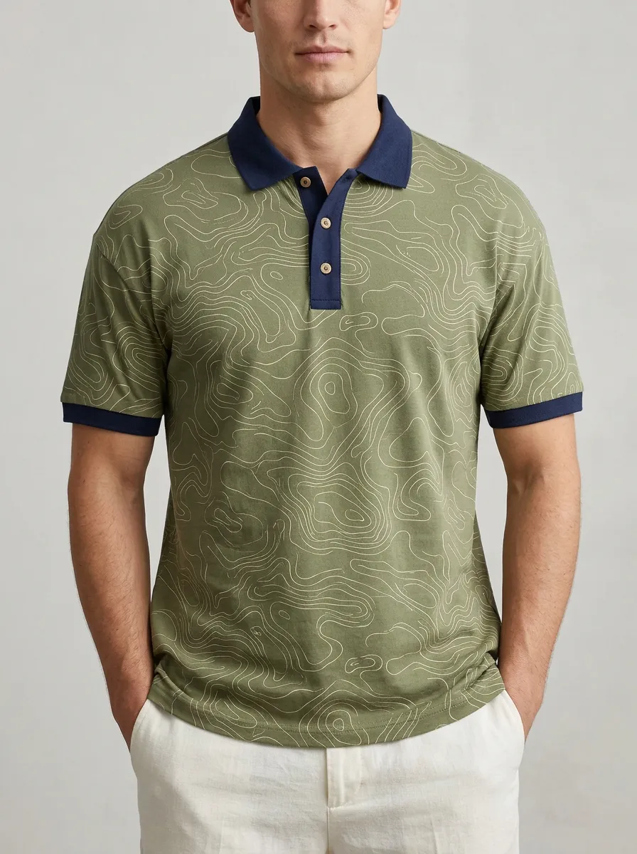 Classic Topographic Men's Polo Shirt