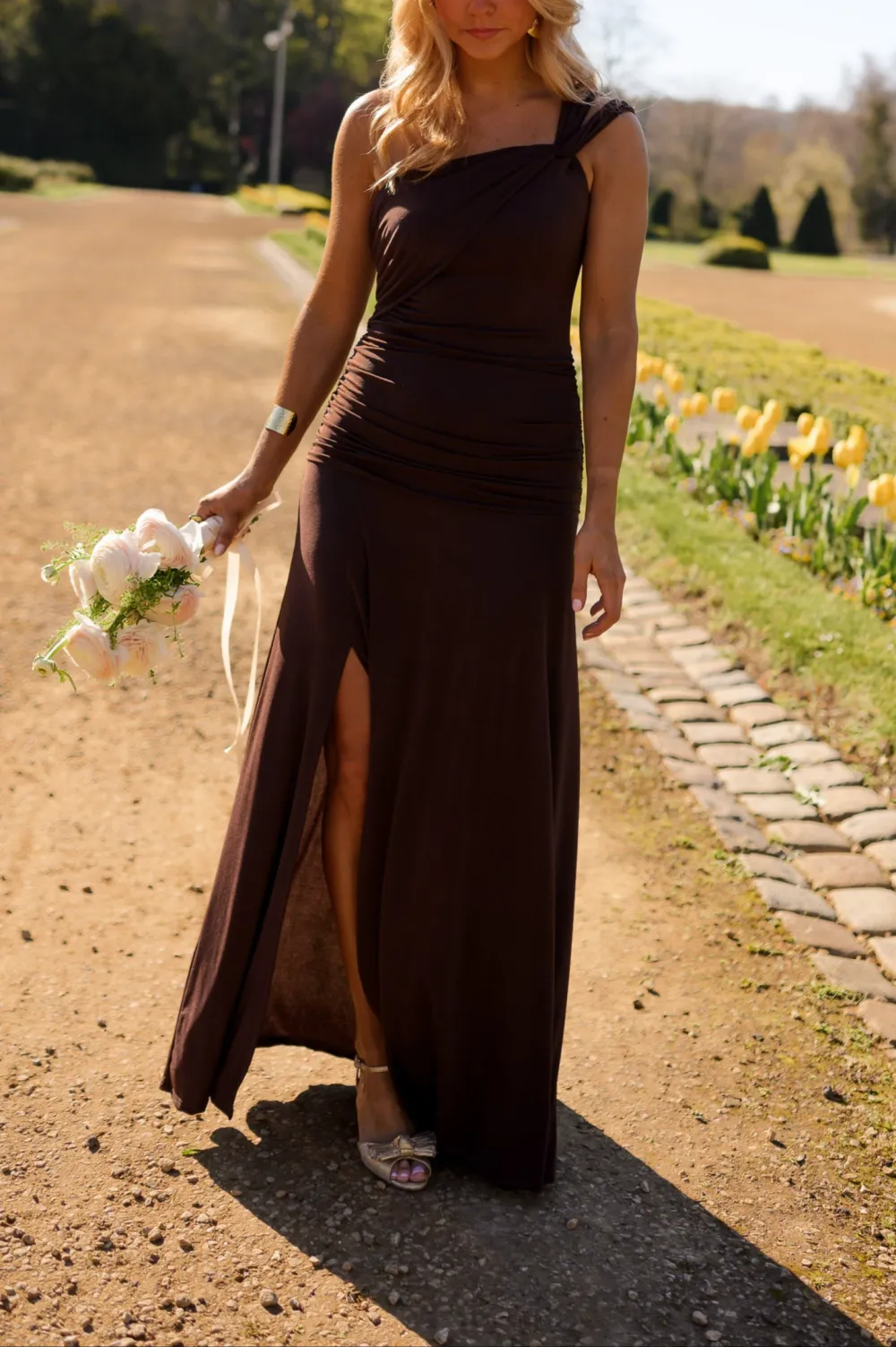 One Shoulder Side Slit Maxi Dress