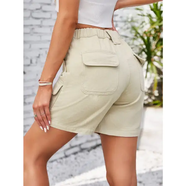 High Waist Pocketed Washed Denim Shorts