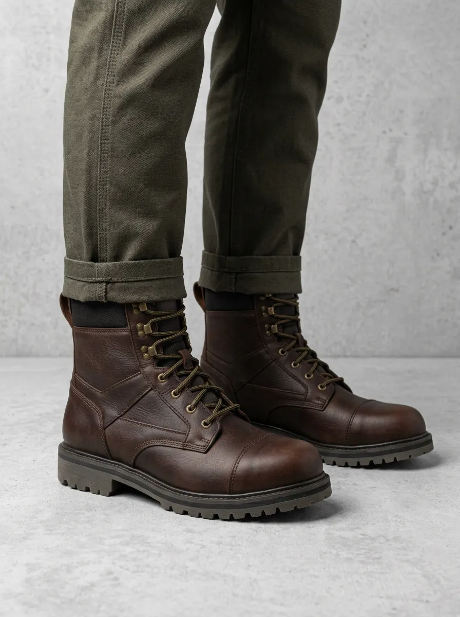 Men's Rugged Style Lace-Up Work Boots