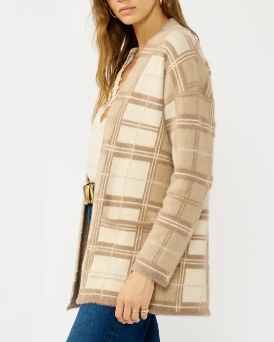 Plaid Open Front Cardigan
