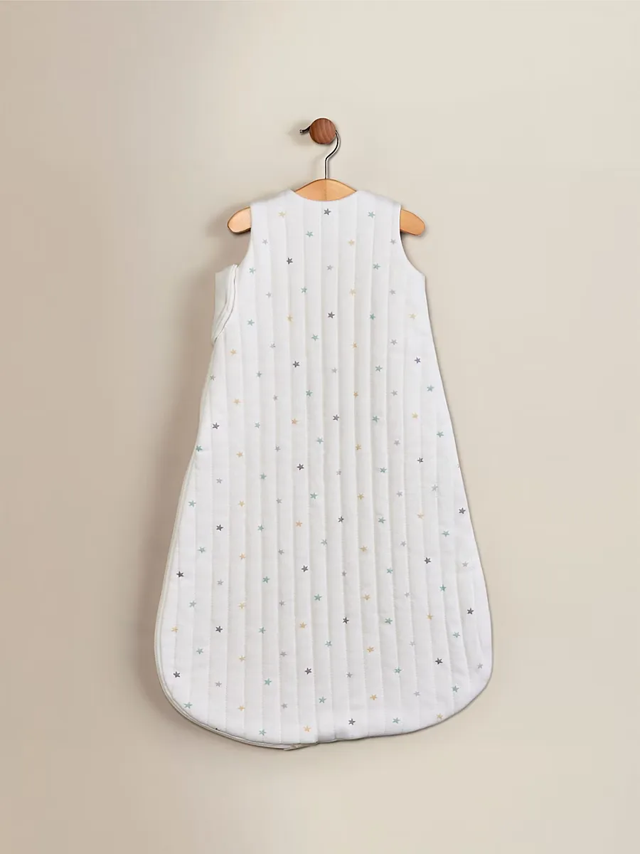 Cream Star Quilted Jersey Cotton Sleeping Bag - 2.5 Tog