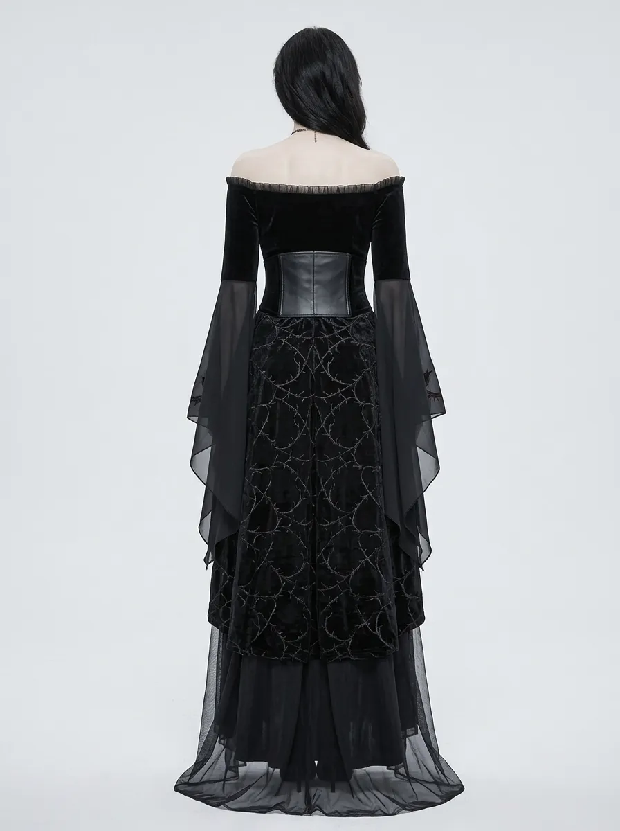 Victorian-Inspired Thorn Victorian Off-Shoulder Silhouette Women's Gothic Dress