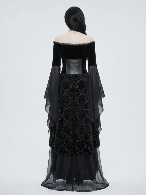 Victorian-Inspired Thorn Victorian Off-Shoulder Silhouette Women's Gothic Dress