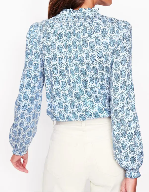 Printed Smocked Jersey Shirt