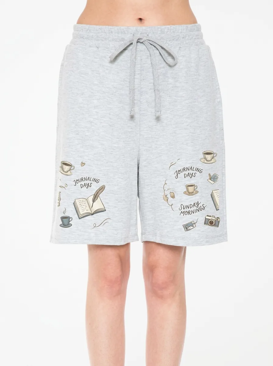 Women's Journaling Lover Sunday Morning Coffee Graphic Shorts