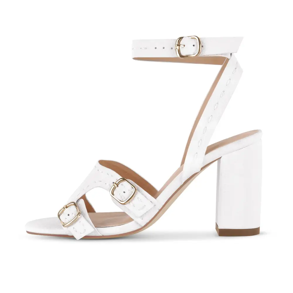Round Toe Buckle Ankle Strap Chunky Sandals
