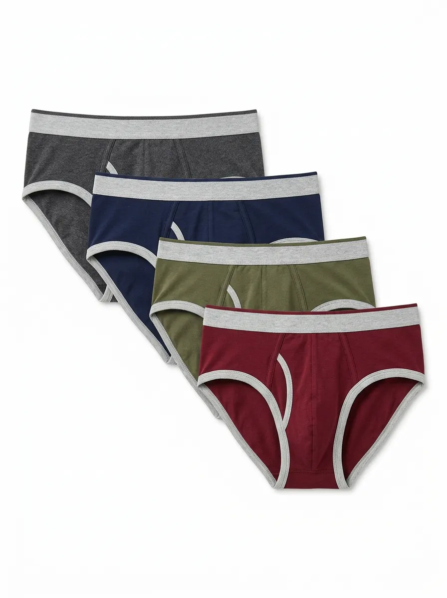 Men's Contrast-Waist Mid-Rise Brief Set