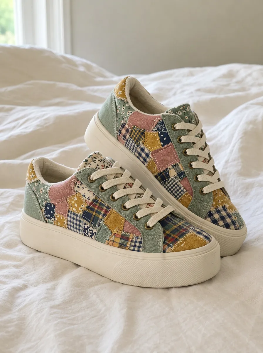 Women's Refined Boho Floral Patchwork Patterned Canvas Shoes