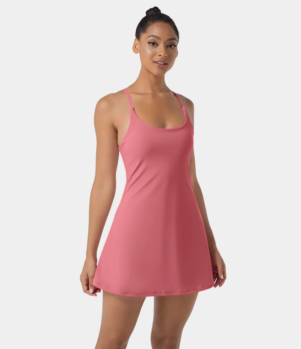 Softlyzero Airy Backless Cut Out 2-in-1 Pocket Cool Touch Mini Activity Dress
